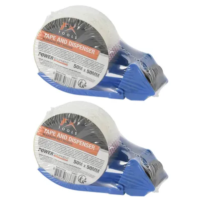 Produktbild von 2x Ergonomischer Handabroller für Paketbänder Inkl. Klebeband Packband Abroller Klebebandabroller