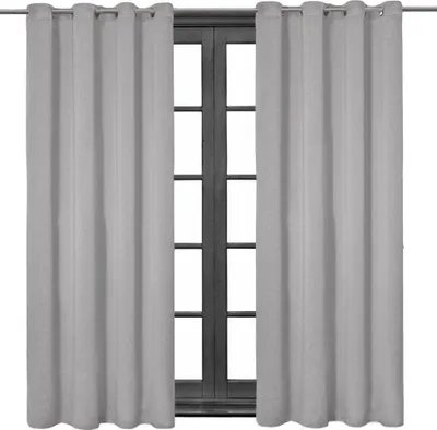 Produktbild von 2 Stück Ösenschal Leinen Look Blickdicht 140 (B) x 245 (L) Ösenvorhang Ösengardine Gardine Gardinen Ösen Vorhang Vorhänge Hellgrau
