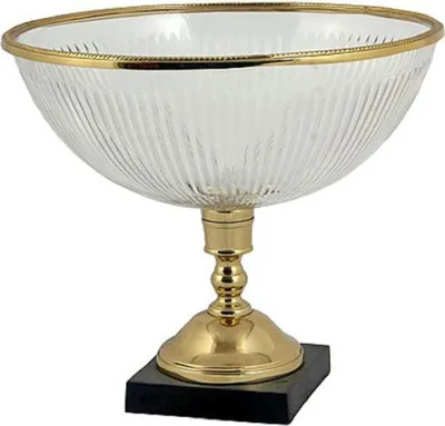 Produktbild von Casa Padrino Art Deco Schüssel Gold / Schwarz Ø 25 x H. 24 cm - Hotel & Restaurant Deko Accessoires