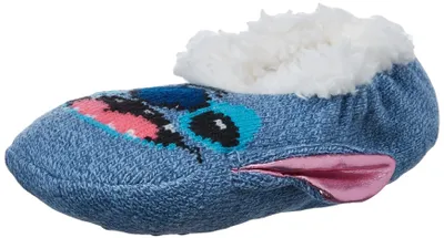 Productafbeelding van Disney dames slippers met teddyvoering, Lilo & Stitch design, blauw, geschikt voor verschillende voetmaten