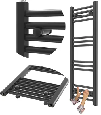 Obrázek produktu pro Granitan – koupelnový radiátor – sušák na ručníky – 40 × 100 cm – černý – ohřívač ručníků – BRENO