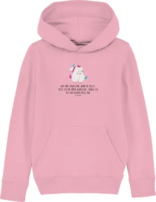 Produktbild von Mr. & Mrs. Panda Kinderpullover Einhörner Umarmen 12-14 Jahre (152/164) - Baumwolle Pink - Geschenk, Kinderbekleidung, Einhorn, Kapuzenpullover, Pullover, Kapuzenpulli, BFF