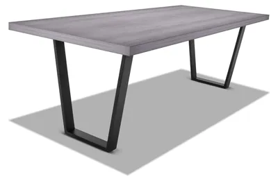 Image de Table de salle à manger en bois et métal - pieds noirs trapézoïdaux - 220x100 cm