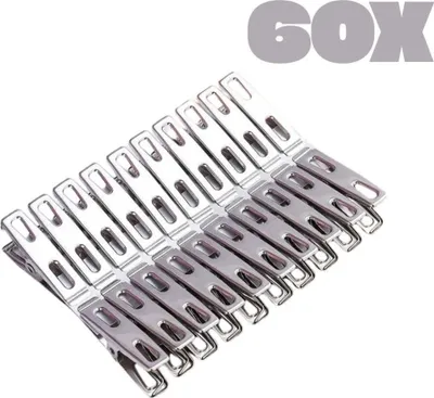 Produktbild von Wäscheklammern Edelstahl 60 Stück l Rostfreie Klammern Kleidung Handtücher Clips Wäschehalter Stabil & Langlebig