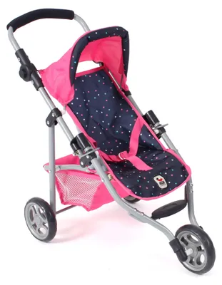 Productafbeelding van Bayer Chic 2000 Poppenbuggy Lola | Duwbuggy voor poppen tot 50 cm | In hoogte verstelbaar en inklapbaar, met veiligheidsgordel | Vanaf 3 jaar, kleur: roze met confetti-print