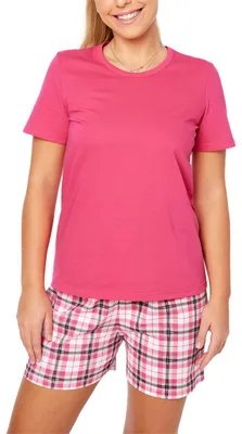 Produktbild von Merry Style Damen Schlafanzug Zweiteiler Pyjama Kurz aus Baumwolle Pyjama Set MS10-177 (Amaranth/Grau, S)