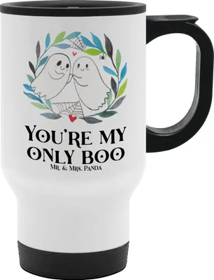 Produktbild von Mr. & Mrs. Panda Kaffeebecher To Go Gespenster  Liebe  - Weiß - Geschenk, Schenken, Edelstahlbecher, Isolierbecher, Becher, thermosbecher, Thermobecher, Gespenst, Paar