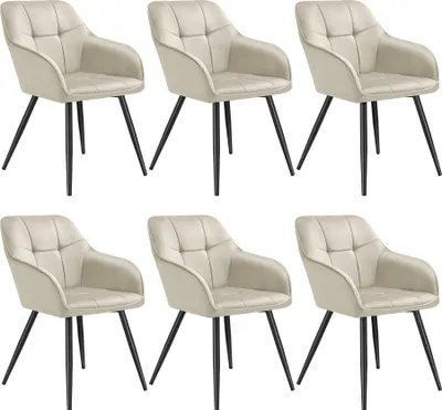 Image de Chaise MARILYN en velours - crème/noir, Lot de 6