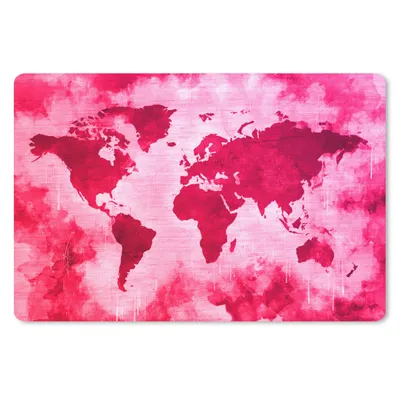 Produktbild von MuchoWow® Mauspad Mousepad Weltkarte - Rot - Rosa 27x18 cm - Mousepads - Maus Mat - Pad - Mausunterlage - Büroartikel - Desk Matten
