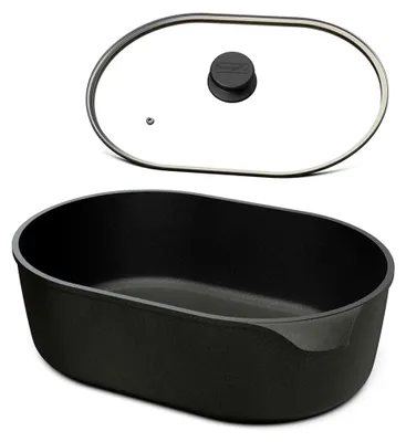 Produktbild von Gänsebräter 40x27 cm – Aluguss Bräter 8,5 Liter, antihaftbeschichtet, für Induktion & Backofen, Schmortopf, LFGB- (mit Deckel)