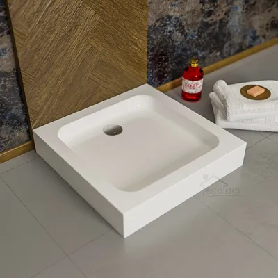 Produktbild von ECOLAM flache Duschwanne Duschtasse TIM Viereck 90x90 x 15 cm Tiefe 5 cm Quadrat Brausewanne