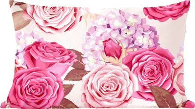 Produktbild von MuchoWow® Zierkissen Sofakissen Wohnzimmer Dekokissen 50x30 cm Rosen - Hortensien - Blumen - Rosa - Wohnzimmerdekoration - Polster mit Photo
