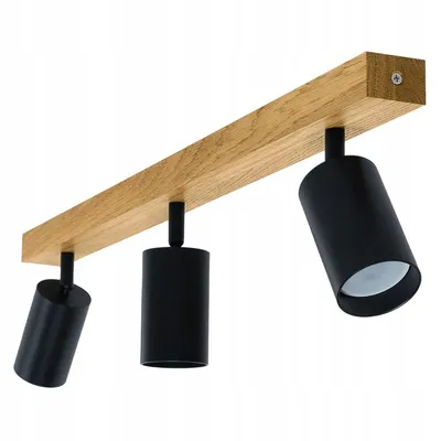 Zdjęcie produktu dla LED Wood | Lampa sufitowa, 3 żarówki, obrotowy reflektor sufitowy, lampa sufitowa LED, reflektor, 60 cm, dąb, GU10