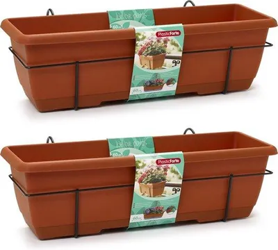 Zdjęcie produktu dla PLASTICFORTE Doniczka balkonowa, 10 litrów, brązowa, odporna na mróz - 60 x 60 x 28 cm