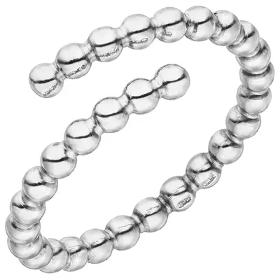 Produktbild von Offener Ring Damenring Kugelring aus 925 Silber rhodiniert Breite 7,6mm Innenumfang 58mm  Ø18.5mm
