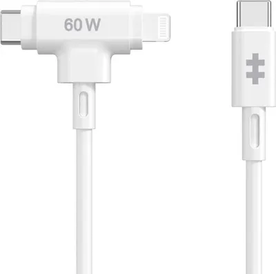 Produktbild von HyperJuice - Lightning-Kabel - 24 pin USB-C männlich zu 24 pin USB-C, Lightning männlich - 1.5 m - weiß