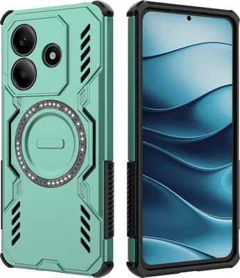 Produktbild von Magnetisch Hülle für Xiaomi Redmi Note 14 5G, Hybrid PC TPU Bumper Stoßfestes Loch Wärmeableitung Handyhülle Grün