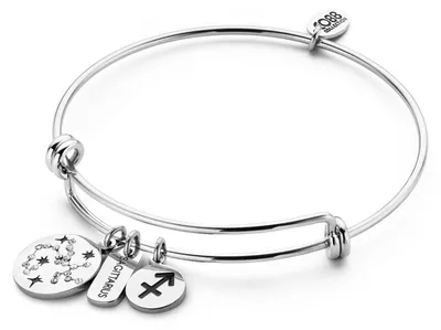 Produktbild von CO88 Collection Zodiac 8CB-90278 Stahlarmband mit Anhängern – Sternzeichen Schütze – Einheitsgröße – Silberfarben