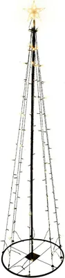 A tall, cone-shaped LED Christmas tree with a star on top, set against a white background.