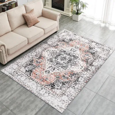 Zdjęcie produktu dla Omgoods - Dywan antypoślizgowy, nadający się do prania, do salonu i sypialni - wzór w stylu boho, 80 x 150 cm, kolor pomarańczowy