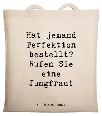 Produktbild von Mr. & Mrs. Panda Jutetasche Spruch Jungfrau Perfektion - Transparent - Geschenk, Geschenke Astrologie, Sternzeichen, Zuverlässigkeit, Laptoptasche, Tierkreiszeichen