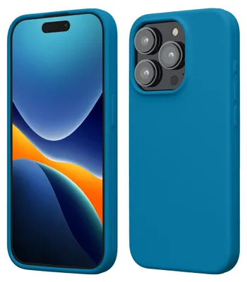 Produktbild von kwmobile Handyhülle für iPhone 15 Pro Hülle, für iPhone 15 Pro Case - Hülle Silikon - kabelloses Laden - Karibikblau