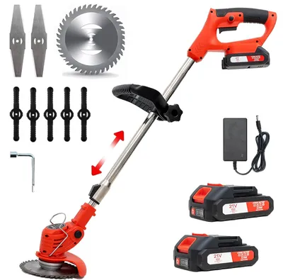 Produktbild von Akku-Rasentrimmer, 21V Elektrischer Grasschneider,mit 2 Batterie und Ladegerät, 180° Trimmwinkel, Teleskop-Stiel & Zusatzhandgriff