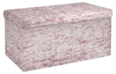 Zdjęcie produktu dla Intirilife Składana ławka 76x38x38 cm w aksamitnym kolorze różowym - siedzisko kostka ze schowkiem i pokrywą z aksamitnym pokryciem - siedzisko kostka podnóżek schowek skrzynia siedzisko stołek