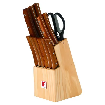 Image de BERGNER Set de couteaux dans un bloc en bois 13 pcs NATURE BG-8911-MM