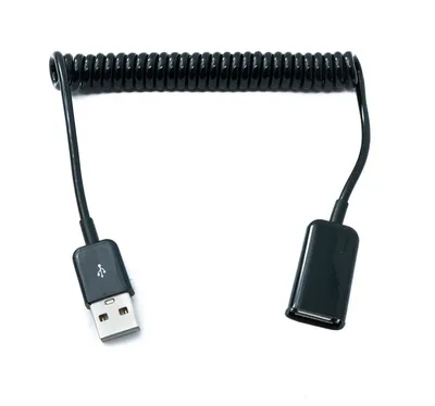 Zdjęcie produktu dla SYSTEM-S Kabel USB 2.0 90 cm z wtyczką typu A do gniazda, spiralnie przedłużany, czarny