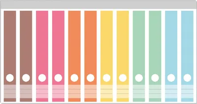 Produktbild von Wallario Ordnerrücken Sticker, selbstklebend für schmale Ordner, 12 Stück, Motiv Regenbogen in Pastelltönen