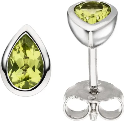 Produktbild von Ohrstecker 585 Gold Weißgold 2 Peridote grün Ohrringe