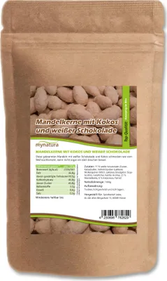 Produktbild von Mynatura Mandelkerne mit Kokosflocken, in weißer Schokolade 1Kg