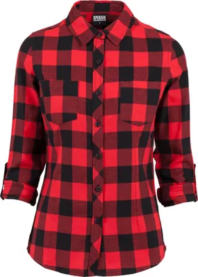 A red and black checkered flannel shirt.
