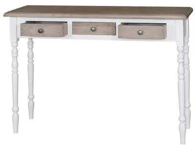 Produktbild von Casa Padrino Landhausstil Konsole mit 3 Schubladen Weiß / Naturfarben 120 x 35 x H. 79 cm