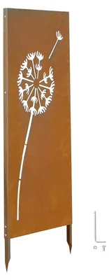 Image de Paravent de 60x158 cm, séparateur de pièce en métal, panneau de séparation avec piquets de sol et plaque en acier, écran de protection, séparateur de pièce, panneau décoratif, idéal pour le jardin, la terrasse, la cour, le balcon