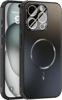 Produktbild von Matte PC TPU Hülle für iPhone 13 Pro Magnetische Handyhülle mit Linsenabdeckung und Wärmeableitung Stoßstange Schwarz