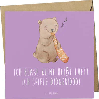 Produktbild von Mr. & Mrs. Panda Glückwunschkarte Didgeridoo Spieler - Lavendeltraum - Geschenk, faltkarte, anlasskarte, Musikinstrument, Kultur, traditionell, Musik, Musiker, Klappkarte