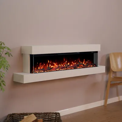 Produktbild von Glow Fire Elektrokamin 'Cobalt Wall 42' | Multicolor LED Wandkamin mit Heizung in weiss (1800W) | HxBxT: 52x137x21 cm