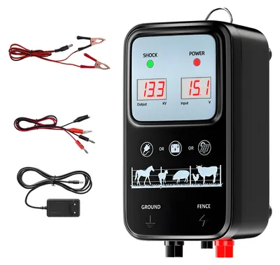 Immagine prodotto di Dispositivo di elettrificazione per recinzioni - Dispositivo elettrico per recinzioni - Portata 15 km - Potenza 2 J - Tensione di uscita 12 kV - Display LCD - Colore: nero