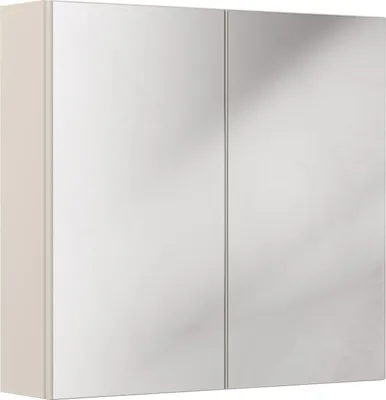 Productafbeelding van FURNLUX Spiegelkast Bella, grijs spiegel en beige, 80 cm / Hoofdkleur: Beige / Afmetingen: 80 x 75 x 19 cm