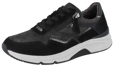 Zdjęcie produktu dla Gabor Comfort 36896-39 Rollingsoft damskie, ciemnoszare, skóra/tekstylia - buty damskie, wygodne sznurowane buty, czarne, skóra/tekstylia (dreamvelour/mesh)