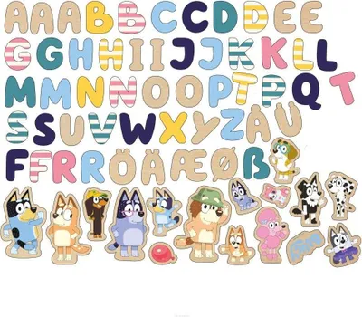Imagen del producto de Letras y figuras de madera magnéticas de Bluey