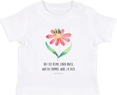 Produktbild von Mr. & Mrs. Panda Babyshirt Hummel Blume 12. - 18. Monat - Weiß - Geschenk, Biene,  T-Shirt, Kinder Shirt, Hummeln, Baby Baumwollshirt, Lustige Sprüche, Natur, Wespe