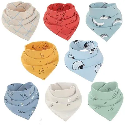 Produktbild von Weiche, saugfähige Baby-Tücher, 8er Pack, Dreieck, Baumwolle