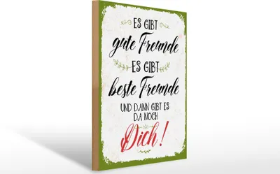 Produktbild von Holzschild gute beste Freunde und dann gibt es Dich, 40 x 30 cm, Holzschilder Spruch Glück Weisheit