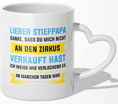 Produktbild von 22Feels Stiefpapa Geschenk Vatertag Geburtstag Bonuspapa Stiefvater Tasse Weihnachten Patchwork Familie Kaffeetasse Männer Beste Stiefeltern (Herzhenkel Weiss)