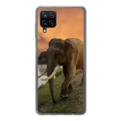 Produktbild von MuchoWow® Handyhülle Schutzhülle Hülle für Samsung Galaxy A12 Elefant - Wasser - Tiere - Sonnenuntergang - Natur Silikon Softcase Handy Hülle - Bild