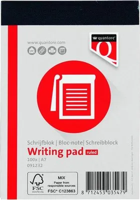 Produktbild von Quantore - Schreibblock A7-Linie 100 Blatt 60gr | 3 Stück