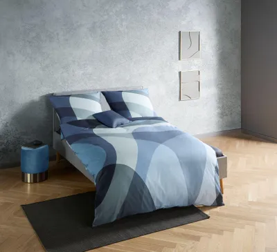 Produktbild von Fleuresse Mako-Satin Bettwäsche 240x220 Abstrakt blau silber 114571-02